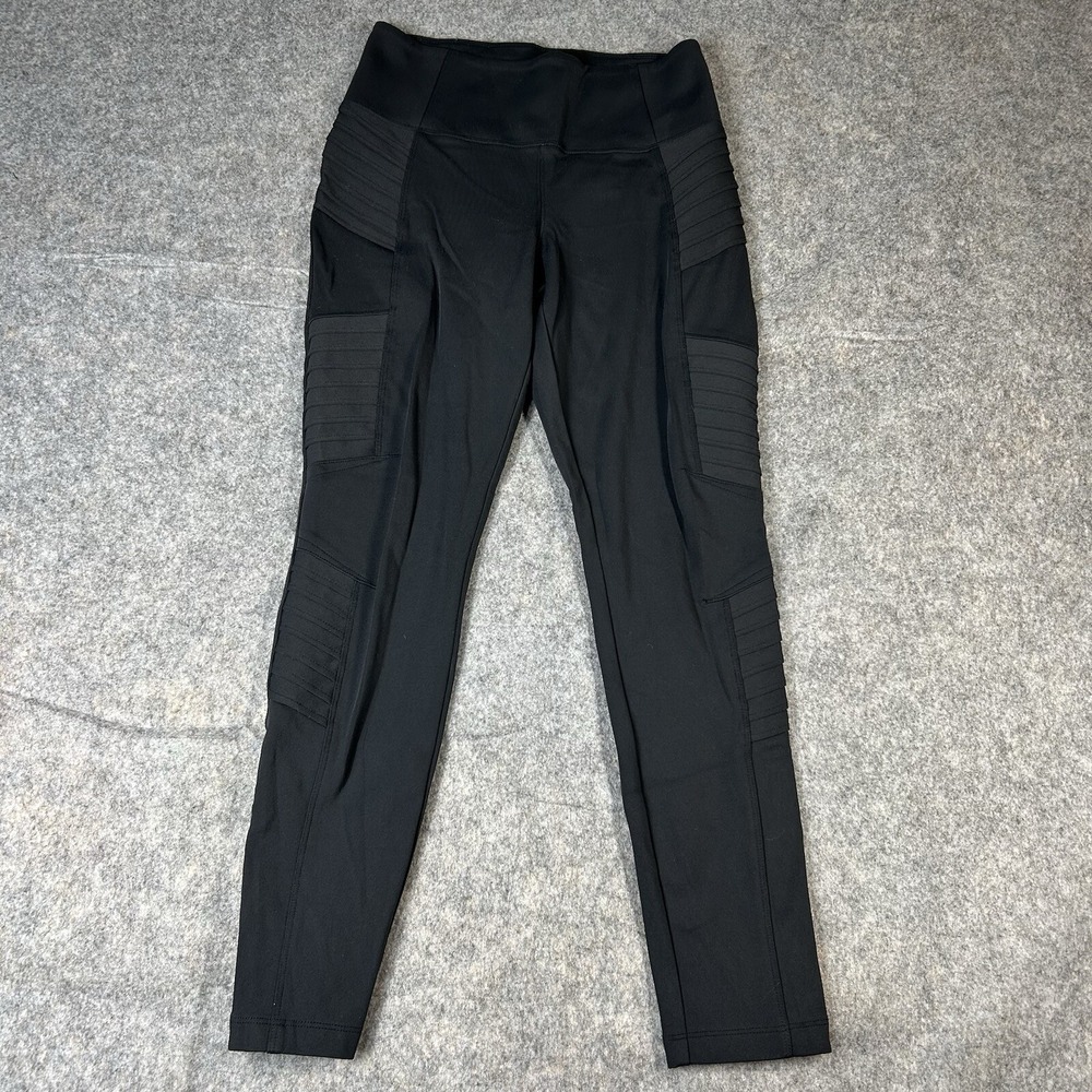 Athleta Delancey Moto Tight Womens Small Black Pockets Zip Ankle